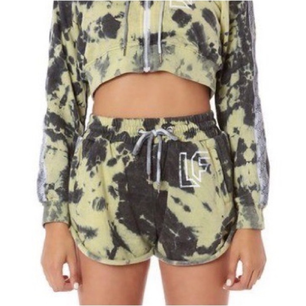 LF Black and Yellow Tie-Dye Athletic Shorts